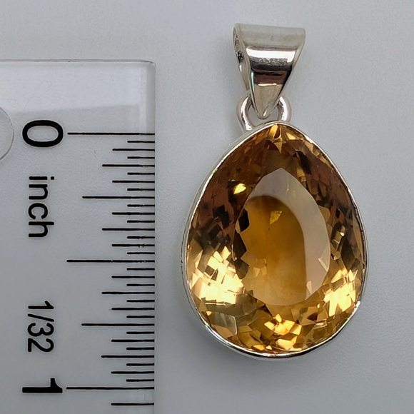 Large Natural Citrine S925 Sterling Silver Pendant High Quality - Picture 7 of 7